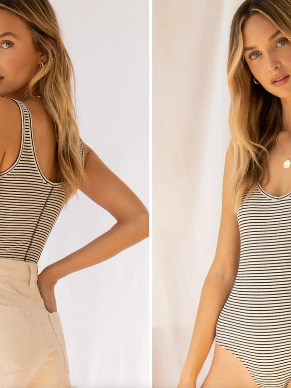 NWT Lulus Keep It Classic Black And White Striped V-neck Bodysuit Size S - Picture 2 of 6